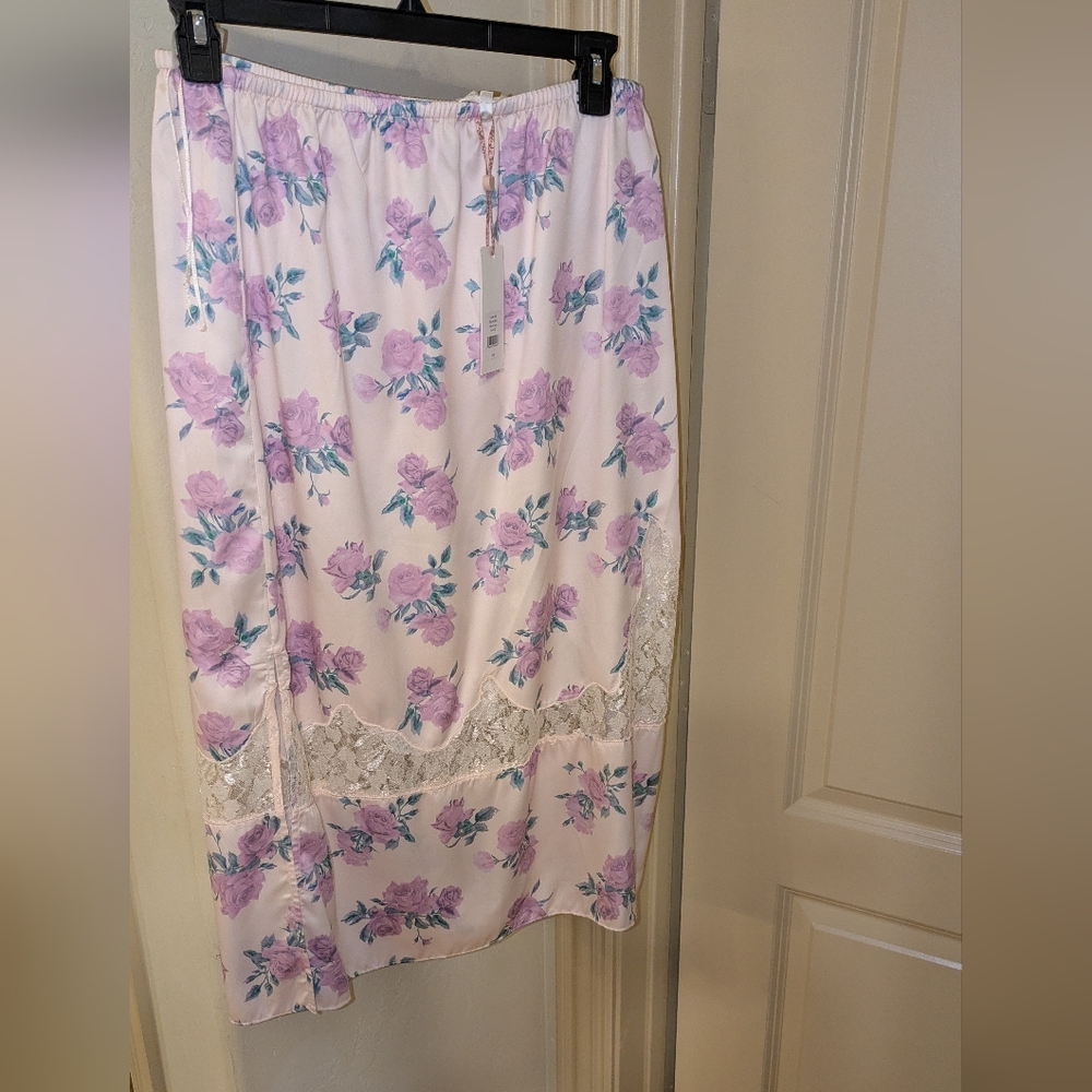 NWT Love Shack Fancy Fayette Midi Skirt in  Mauve Rose Sz XL - Picture 3 of 10